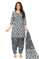 Miraan Cotton Printed Readymade Salwar Suit For Women (MIRAANSANBAT507M_Grey_Medium)
