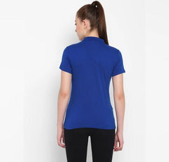 Ketex Royal Blue Cotton Blend Polo Neck Tshirt