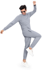 Men's Solid Full Sleeves Grey Track Suit
